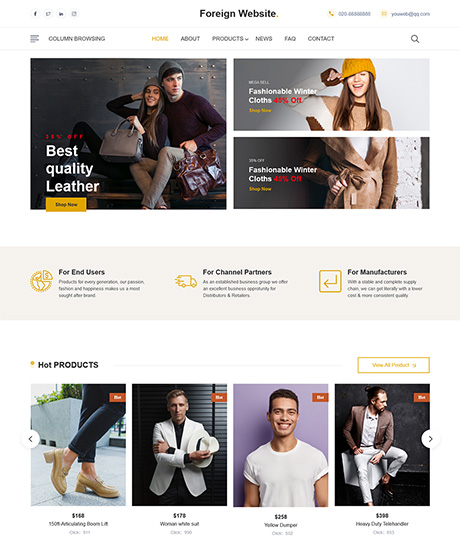 Mẫu trang web quần áo